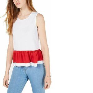 Maison Jules Ruffled Hem Peplum Tank Top. XXS
